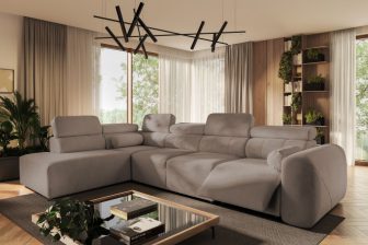 Ekskluzywny narożnik elektryczny z długim siedziskiem z fukncją spania