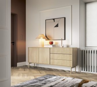 Przytulna szeroka komoda z dekorem 187 cm