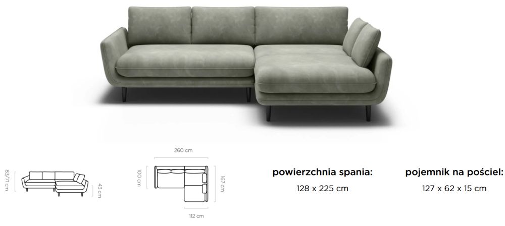 Atrakcyjny narożnik z funkcją spania MERADO 3