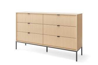 Dąb vicenza komoda 6 szuflad ze strukturą 154cm NEMESIS