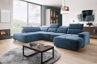 Elektryczna sofa w kształcie podkowy z funkcją spania