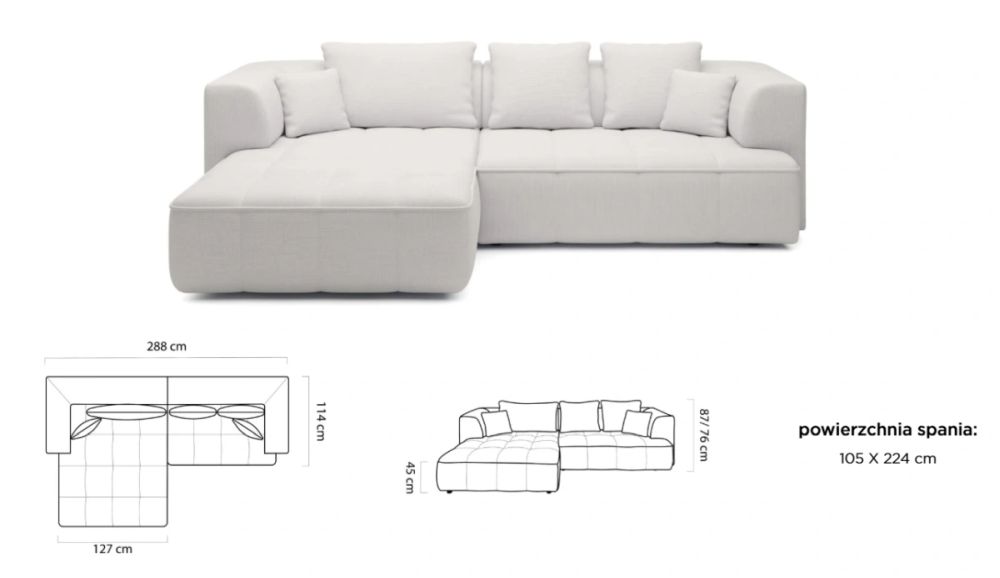 Inteligentna sofa narożna elektryczna OPALE 2