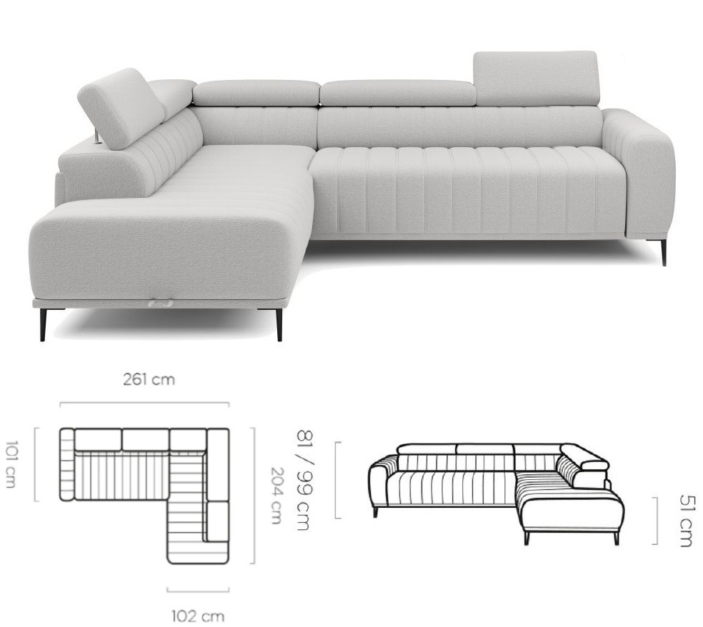 Kanapa narożna stelaż włoski AURELIO 7