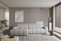 Nowoczesny narożnik z zagłówkami z funkcją spania z elektryczną regulacją siedziska