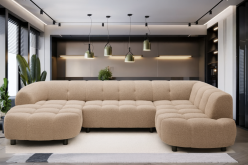 Wspaniały narożnik U z elektrycznie wysuwanym siedziskiem