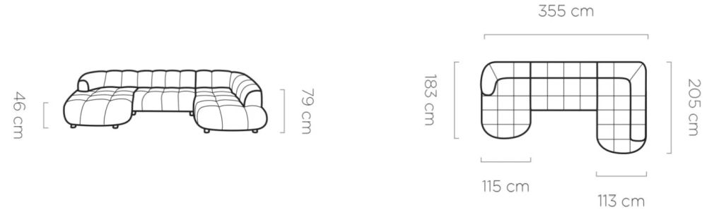 Narożnik U elektrycznie wysuwane siedzisko VOLARE 3 6