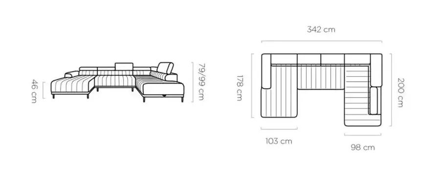 Narożnik U z funkcją spania CORDOBA 3 6