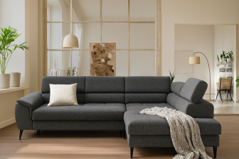 Narożnik nowoczesny z funkcją spania i regulacją oparć