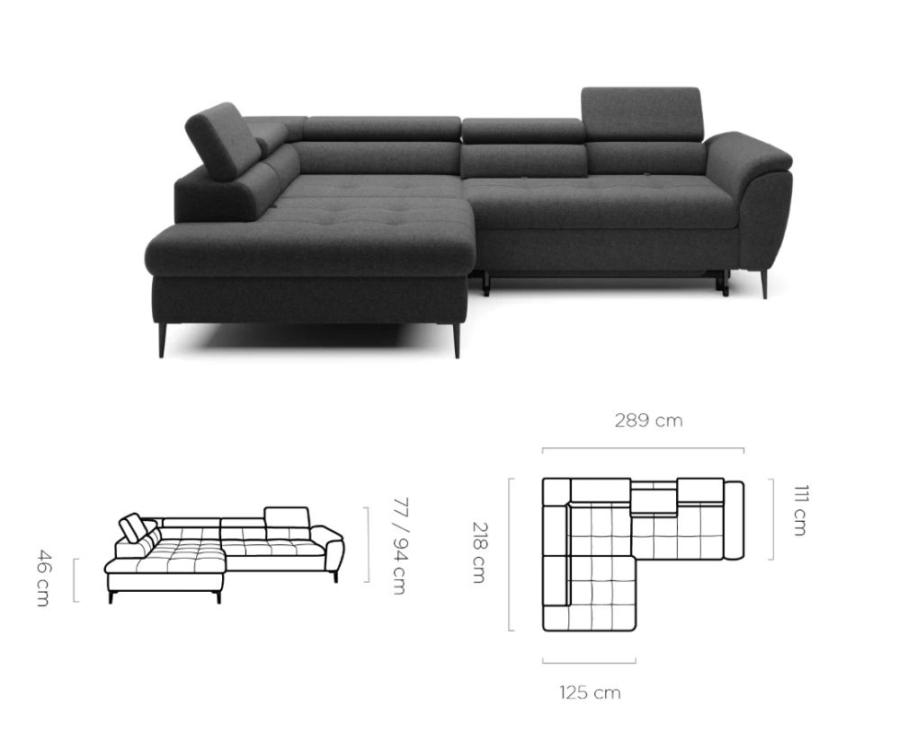 Narożnik z funkcją spania z przesuwnymi oparciami TAVROS 4