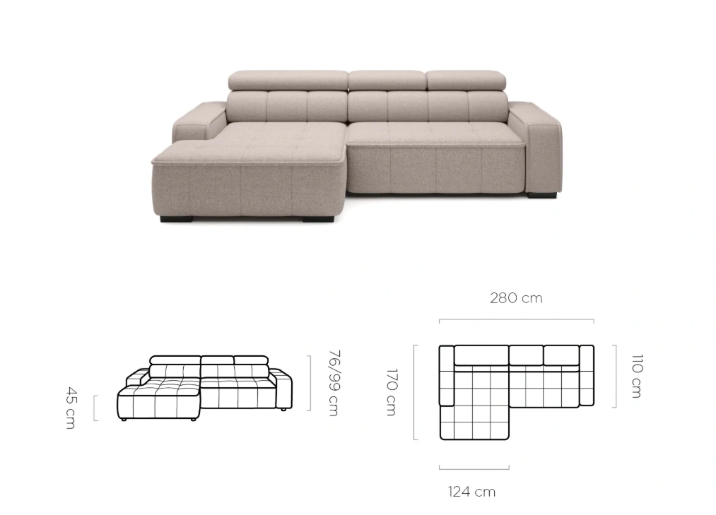 Narożnik z wysuwanym siedziskiem na prąd EMERALD 4