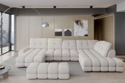 Olbrzymia pufa z przeszyciami do siedzenia