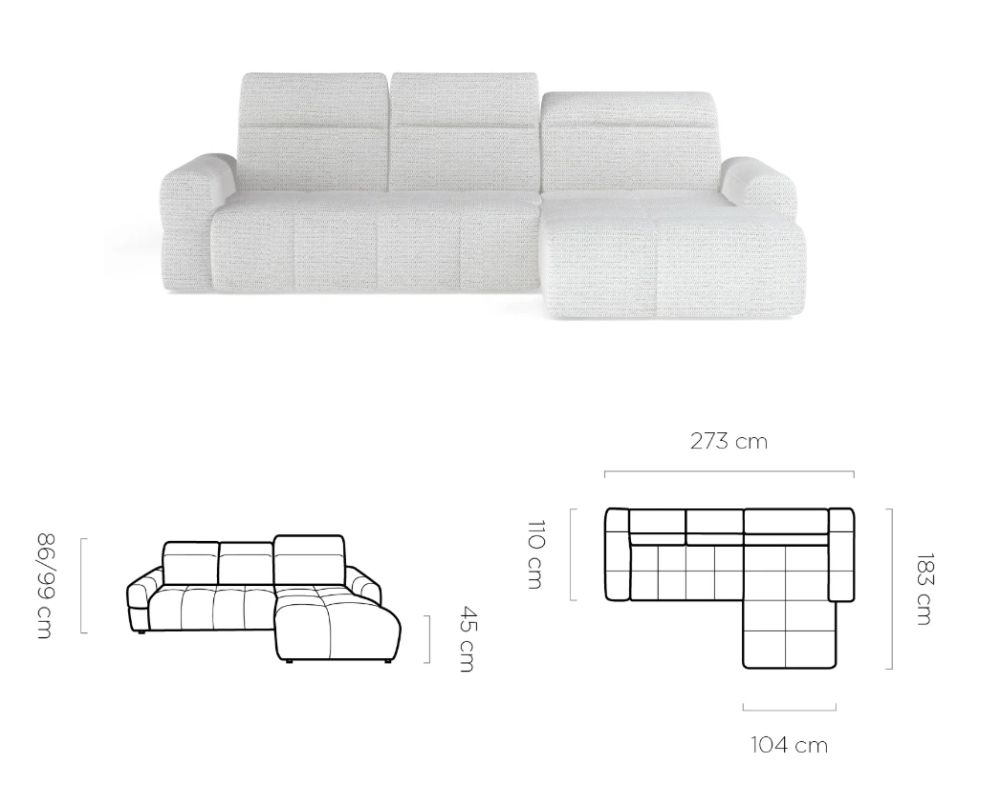 Rogowa kanapa rozkładana elektryczna ORLANDO 4