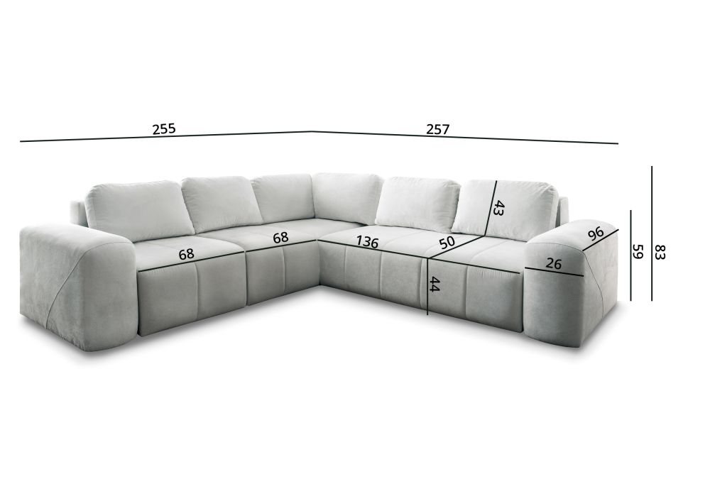 Superkomfortowy narożnik symetryczny z funkcją spania MOLINA 3 5