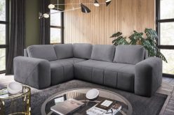 Szary, superwgodny narożnik z miękkimi poduchami