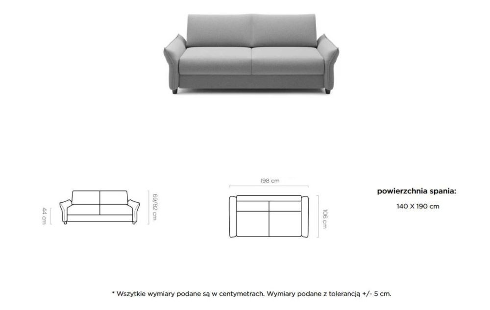Włoska sofa z materacem do spania 140x190 TIVOLI 2 5