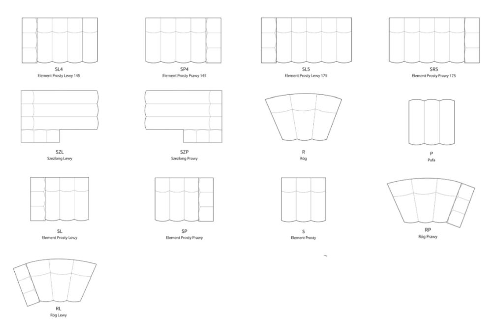 Zakrzywiona sofa symetryczna MALMO 2 1