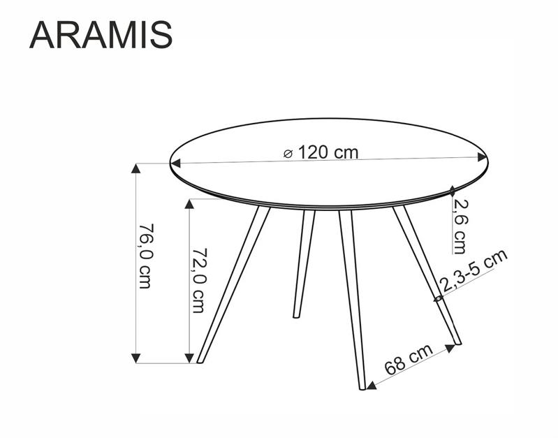 Okąrgły biały stół z blatem lastryko 120 ARAMIS 7