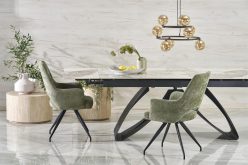 Fantastyczny stół rozkładany z blatem biały marmur 180-260 HILARIO 1