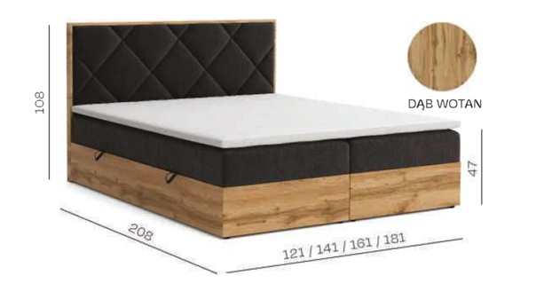 Łóżko kontynentalne z dwoma materacami 160x200 HARDWOOD 2