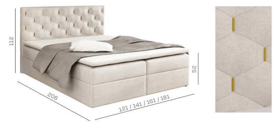 Łóżko kontynentalne z materacem kieszeniowym 180x200 DUBAJ 2