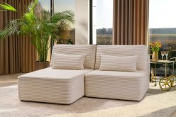 Mały narożnik bez boków z bardzo dużą powierzchnią spania