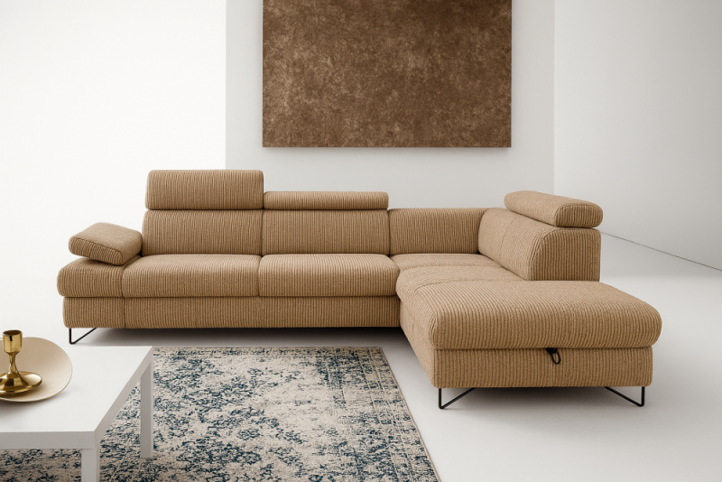 Salonowy narożnik kakakowy z funkcją spania