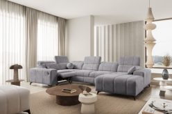 Jasnoszary narożnik U z elektrycznym podnóżkiem