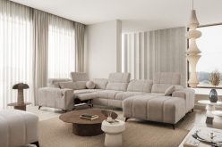 Przepiękny narożnik U z elektrycznym podnóżkiem