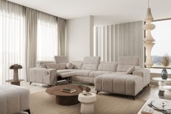 Przepiękny narożnik U z elektrycznym podnóżkiem