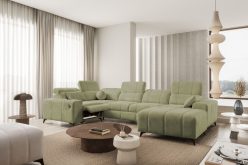 Jasny brąz narożnik U z elektrycznym podnóżkiem