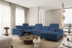 Granatowynnarożnik U z elektrycznym podnóżkiem