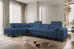 Granatowy narożnik z elektrycznymi dodatkami i z funkcją spania