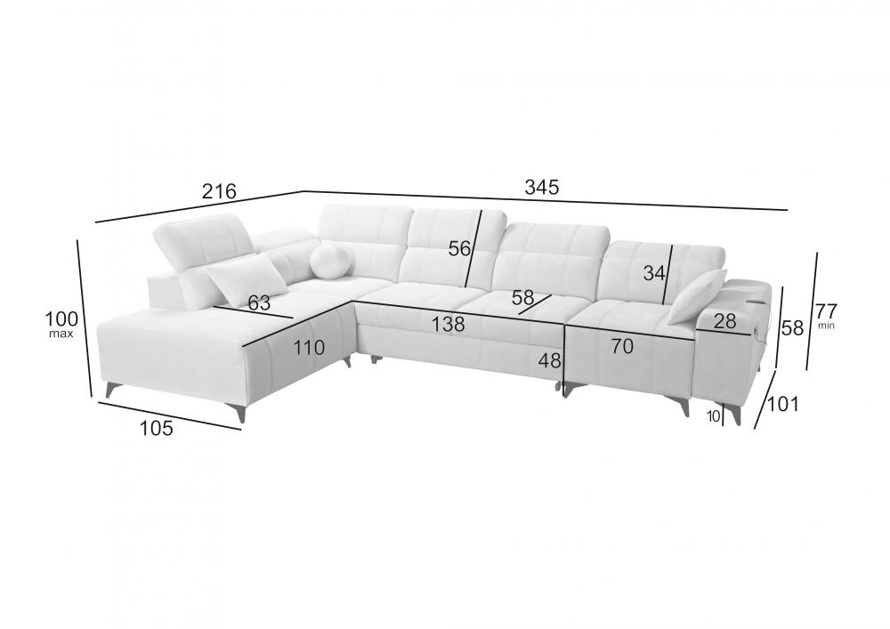 Narożnik z elektrycznymi dodatkami i funkcją spania DOLCE 11 10