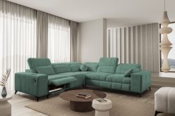 Duży szary narożnik z elektrycznym podnóżkiem