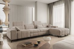 Piękny i wygodny długi narożnik do salonu z funkcją spania