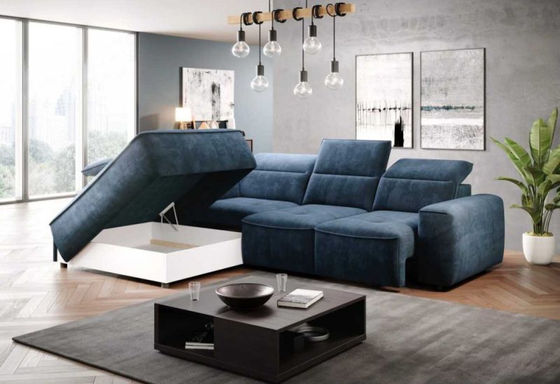 Duży narożnik ze skrzynią na pościel