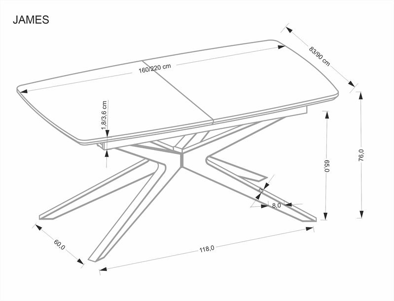 Naturalny stół rozkładany z nogami typu pająk 160-220 JAMES 9