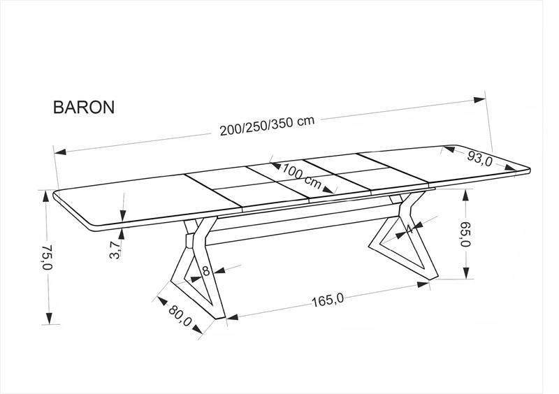 Olbrzymi stół rozkładany orzech 200-350 BARON 10
