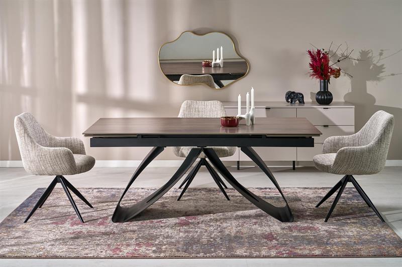 Rewelacyjny stół rozkładany z orzechowym blatem i czarnymi nogami