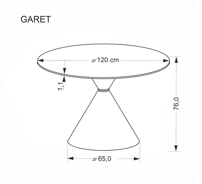 Stół klepsydra biały marmur z czarną podstawą 120 GARET 6