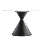 Stół klepsydra biały marmur z czarną podstawą 120 GARET 5