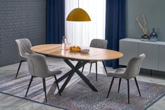 Stół okrągły rozkładany owalny z czarnymi nogami