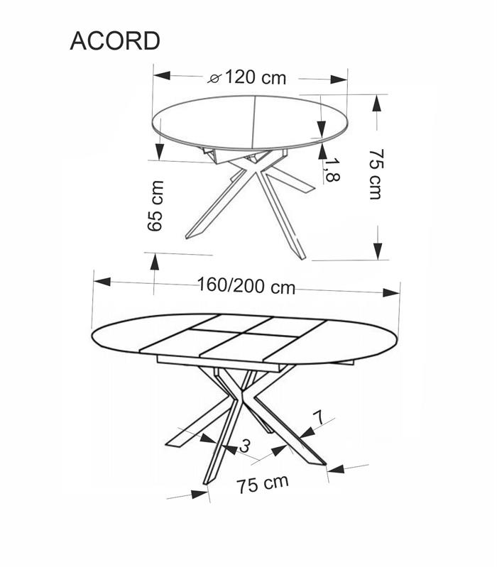 Stół okrągły rozkładany owalny 120-200 ACORD 7