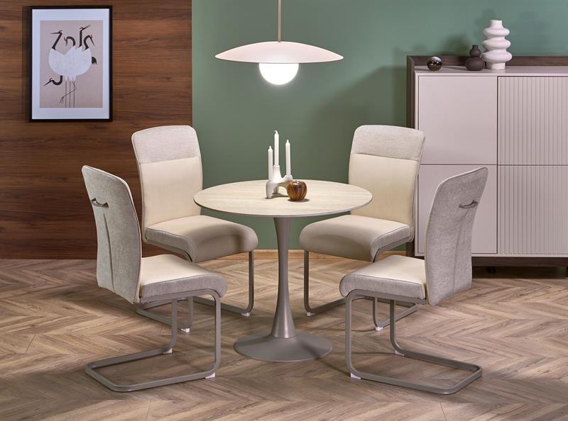 Mały stół okrągły trwawertyn i kaszmir