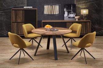 Stylowy stół orzech z czarnymi nogami malowanymi proszkowo