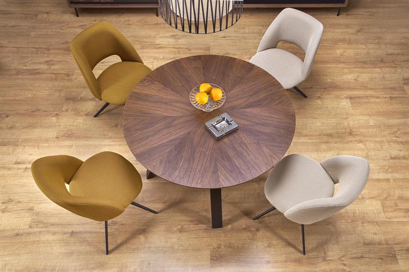 Stół okrągły orzech z czarnymi nogami