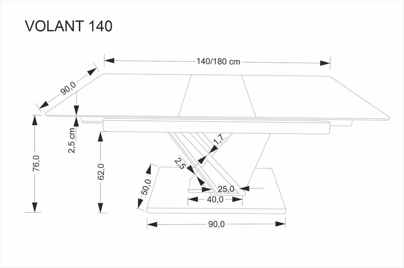 Zjawiskowy stół rozkładany marmur czarny z nogami dąb złoty 140-180 VOLANT 10