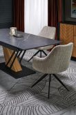 Zjawiskowy stół rozkładany marmur czarny z nogami dąb złoty 140-180 VOLANT 4