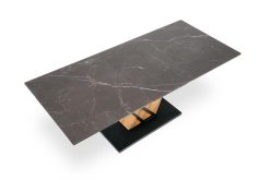 Zjawiskowy stół rozkładany marmur czarny z nogami dąb złoty 140-180 VOLANT 9