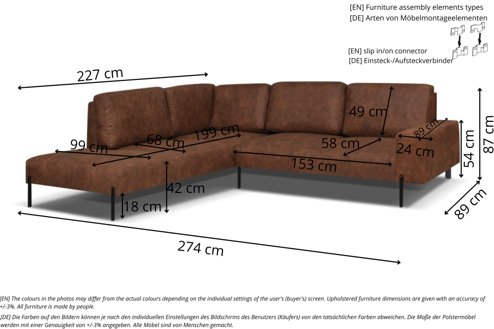Duży narożnik loftowy z oparciem z dwóch stron ALEXANDER 2 2